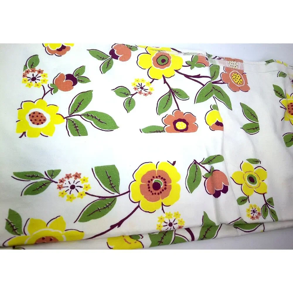 VTG 1950s Startex Starfield Floral Tablecloth Retro Boho Flowers 54x47 Cutter